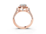 Rose gold Heart Cut Halo Round Diamond Twist Band with Four-Prong Setting_18