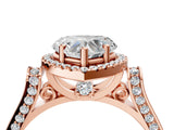 Rose gold Heart Cut Halo Round Diamond Twist Band with Four-Prong Setting_19