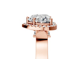 Rose gold Heart Cut Halo Round Diamond Twist Band with Four-Prong Setting_20