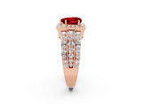 Rose gold Heart Cut Halo Ruby Ring with Split Shank and Four-Prong Setting_2