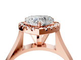 Rose gold Heart Cut Halo Solitaire Engagement Ring with Square Band and Four-Prong Setting_129