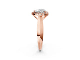 Rose gold Heart Cut Halo Solitaire Engagement Ring with Square Band and Four-Prong Setting_68