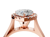 Rose gold Heart Cut Halo Solitaire Engagement Ring with Square Band and Four-Prong Setting_70