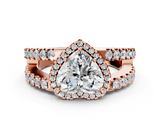 Rose gold Heart Cut Halo Split Shank Diamond Ring with Four-Prong Setting_63