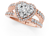 Rose gold Heart Cut Halo Split Shank Diamond Ring with Four-Prong Setting_64