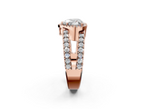 Rose gold Heart Cut Halo Split Shank Diamond Ring with Four-Prong Setting_65