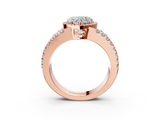 Rose gold Heart Cut Halo Split Shank Diamond Ring with Four-Prong Setting_66