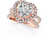 Rose gold Heart Cut Halo Split Shank Pave Set Ring_67