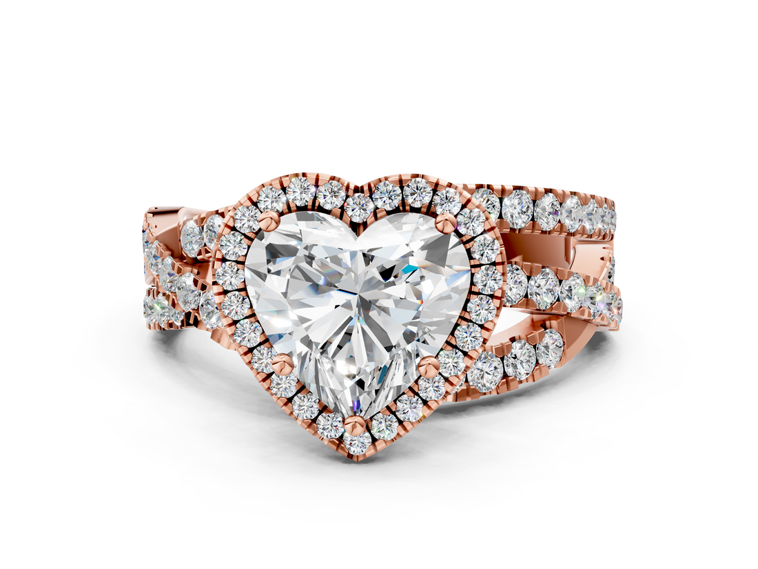 Rose gold Heart Cut Halo Split Shank Prong Setting Ring_71