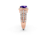 Rose gold Heart Cut Halo Tanzanite Ring with Split Shank and Four-Prong Setting_2