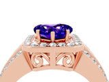 Rose gold Heart Cut Halo Tanzanite Ring with Split Shank and Four-Prong Setting_4