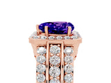 Rose gold Heart Cut Halo Tanzanite Ring with Split Shank and Four-Prong Setting_5
