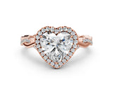 Rose gold Heart Cut Halo Twist Band with Four-Prong Setting_15