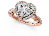 Rose gold Heart Cut Halo Twist Band with Four-Prong Setting_16
