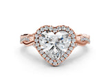 Rose gold Heart Cut Halo Twist Band with Four-Prong Setting_3