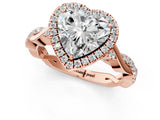 Rose gold Heart Cut Halo Twist Band with Four-Prong Setting_4