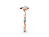 Rose gold Heart Cut Halo Twist Band with Four-Prong Setting_5
