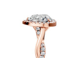 Rose gold Heart Cut Halo Twist Band with Four-Prong Setting_8