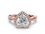 Rose gold Heart Cut Halo Twisted Band Four-Prong Ring_33