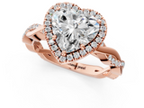 Rose gold Heart Cut Halo Twisted Band Four-Prong Ring_34