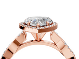Rose gold Heart Cut Halo Twisted Band Four-Prong Ring_37