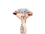 Rose gold Heart Cut Halo Twisted Band Four-Prong Ring_38