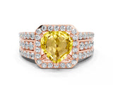 Rose gold Heart Cut Halo Yellow Sapphire Ring with Split Shank and Four-Prong Setting_24
