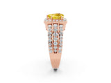 Rose gold Heart Cut Halo Yellow Sapphire Ring with Split Shank and Four-Prong Setting_26