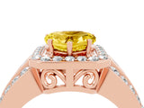 Rose gold Heart Cut Halo Yellow Sapphire Ring with Split Shank and Four-Prong Setting_28