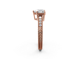Rose gold Heart Cut Milgrain Channel Set Engagement Ring with Solitaire Prong Setting_58