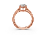Rose gold Heart Cut Milgrain Channel Set Engagement Ring with Solitaire Prong Setting_59