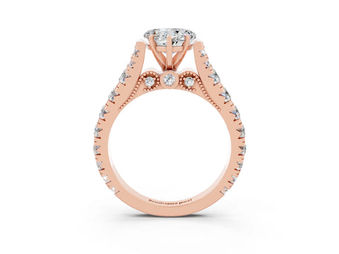 Rose gold Heart Cut Moissanite Classic Solitaire Ring with Pavé Band and Four-Prong Setting_3