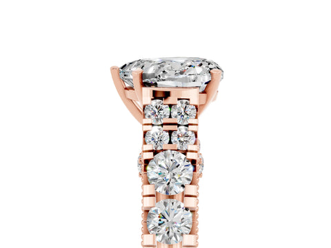 Rose gold Heart Cut Moissanite Classic Solitaire Ring with Pavé Band and Four-Prong Setting_5