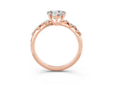 Rose gold Heart Cut Moissanite Cluster Side Stone Solitaire Ring with Prong Setting_27