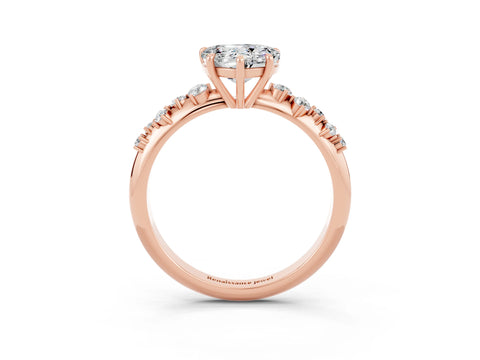 Rose gold Heart Cut Moissanite Cluster Side Stone Solitaire Ring with Prong Setting_27