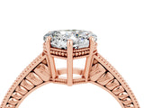 Rose gold Heart Cut Moissanite Engagement Ring with Milgrain Channel Set Band and Prong Setting_4
