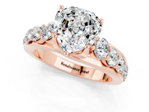 Rose gold Heart Cut Moissanite Engagement Ring with Pavé Band and Four-Prong Setting_1
