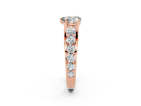Rose gold Heart Cut Moissanite Engagement Ring with Pavé Band and Four-Prong Setting_2
