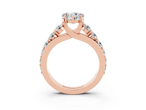 Rose gold Heart Cut Moissanite Engagement Ring with Pavé Band and Four-Prong Setting_3