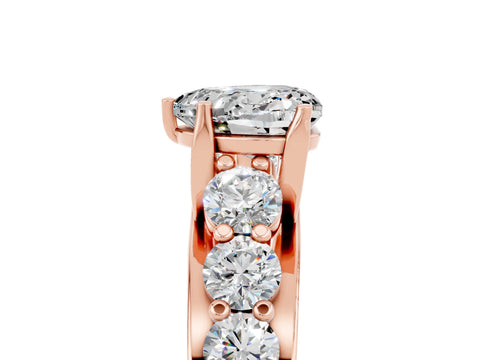 Rose gold Heart Cut Moissanite Engagement Ring with Pavé Band and Four-Prong Setting_5
