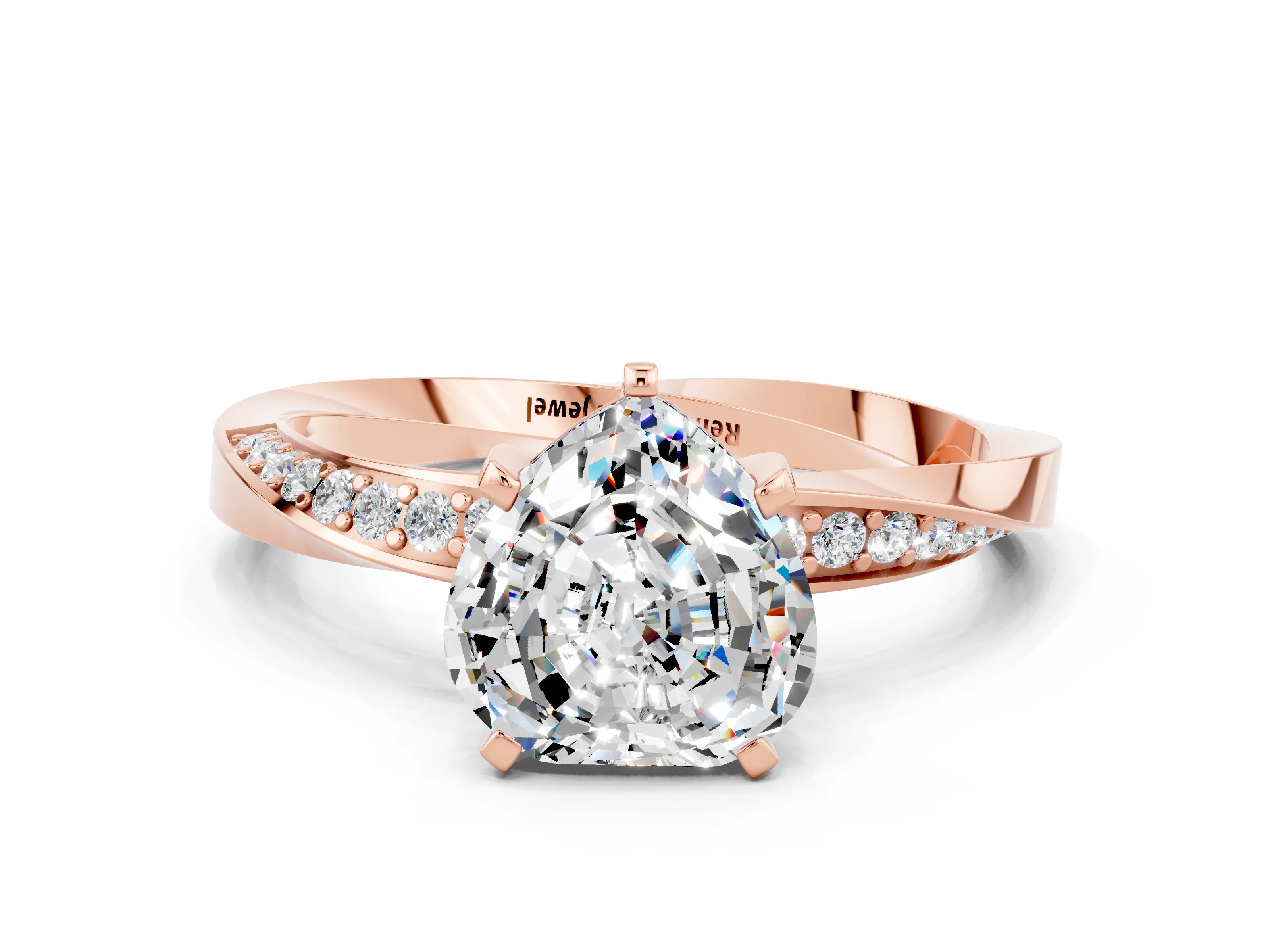 Rose gold Heart Cut Moissanite Engagement Ring with Side Stone Accents and Four-Prong Setting_36