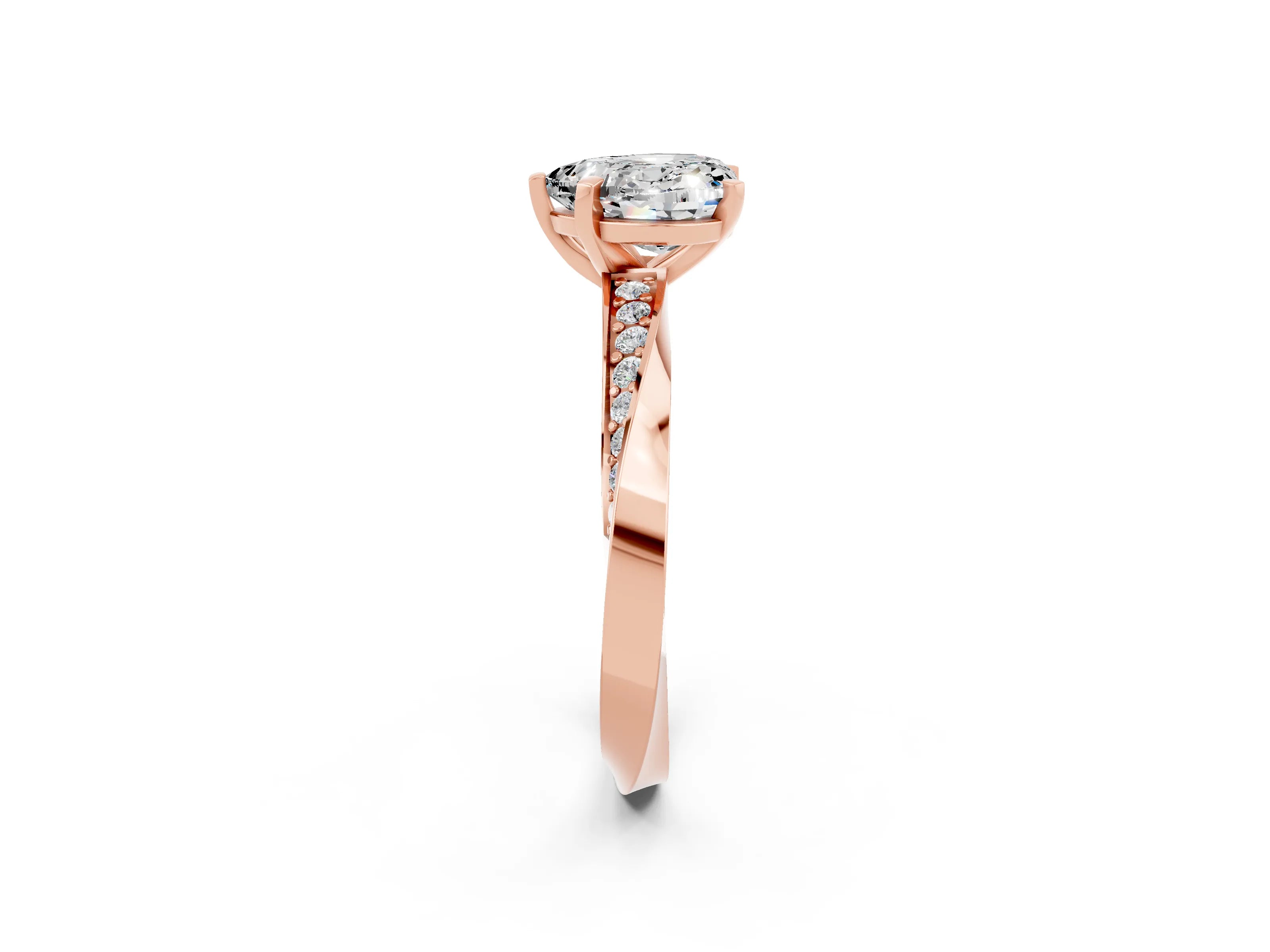 Rose gold Heart Cut Moissanite Engagement Ring with Side Stone Accents and Four-Prong Setting_38