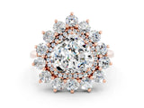 Rose gold Heart Cut Moissanite Floral Double Halo Engagement Ring with Prong Setting_48