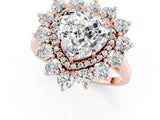Rose gold Heart Cut Moissanite Floral Double Halo Engagement Ring with Prong Setting_49