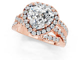 Rose gold Heart Cut Moissanite Halo Ring with Round Split Shank and Prong Setting_49