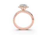 Rose gold Heart Cut Moissanite Halo Ring with Round Split Shank and Prong Setting_51