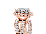 Rose gold Heart Cut Moissanite Halo Ring with Round Split Shank and Prong Setting_53