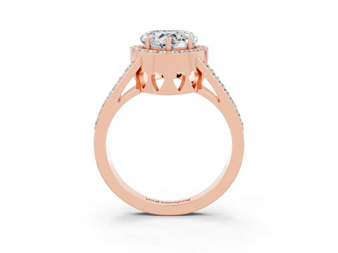Rose gold Heart Cut Moissanite Halo Ring with Split Shank U-Prong Band and Four-Prong Setting_3