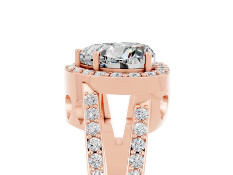 Rose gold Heart Cut Moissanite Halo Ring with Split Shank U-Prong Band and Four-Prong Setting_5