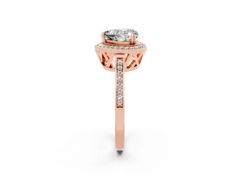 Rose gold Heart Cut Moissanite Halo Ring with Split Shank and Four-Prong Setting_2
